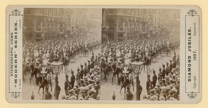 Cópia estereoscópica do jubileu de diamante da rainha Victorias, 28 de junho de 1897 de English Photographer