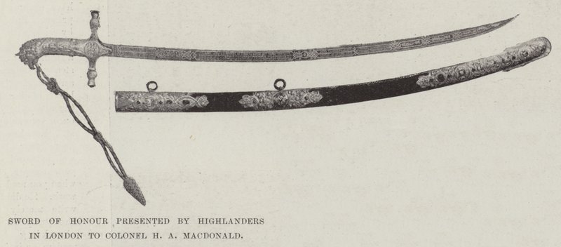 Espada de Honra apresentada pelos Highlanders em Londres ao coronel HA MacDonald de English Photographer