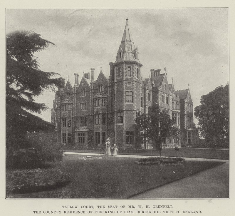 Taplow Court, a sede do Sr. WH Grenfell, a residência rural do rei do Sião durante sua visita à Inglaterra de English Photographer