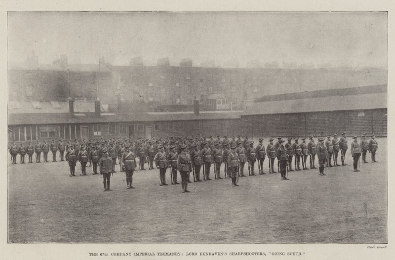 A 67ª Companhia Imperial Yeomanry, Lord Dunravens Sharpshooters, indo para o sul de English Photographer