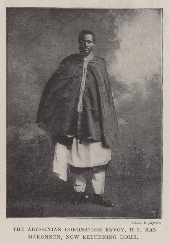 O Enviado da Coroação Abissínio, HE Ras Makonnen, agora voltando para casa, 1902 de English Photographer
