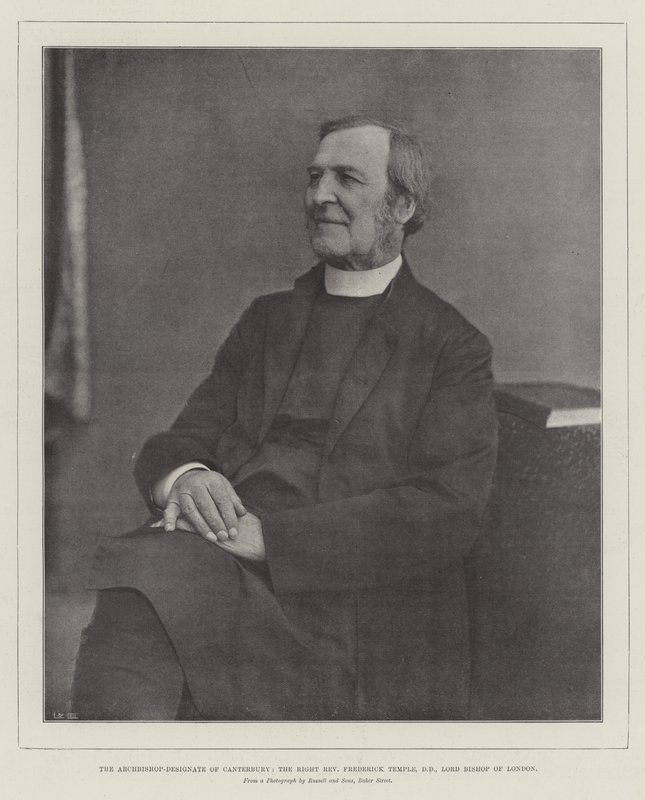 O arcebispo designado de Canterbury, o reverendo direito Frederick Temple, DD, lorde bispo de Londres de English Photographer