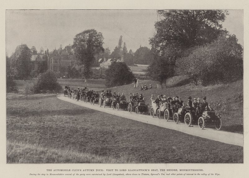 A excursão do outono dos clubes do automóvel, visita ao assento de Llangattocks do senhor, o Hendre, Monmouthshire de English Photographer