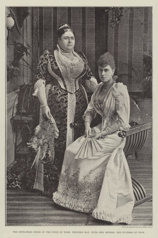 A Noiva Prometida do Duque de York, Princesa May, com sua Mãe, a Duquesa de Teck de English Photographer