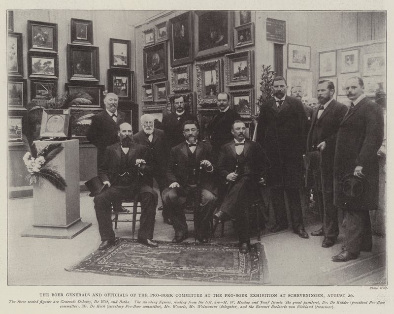 Os generais bôeres e oficiais do Comitê Pró-Boer na exposição Pro-Boer em Scheveningen, 20 de agosto de English Photographer