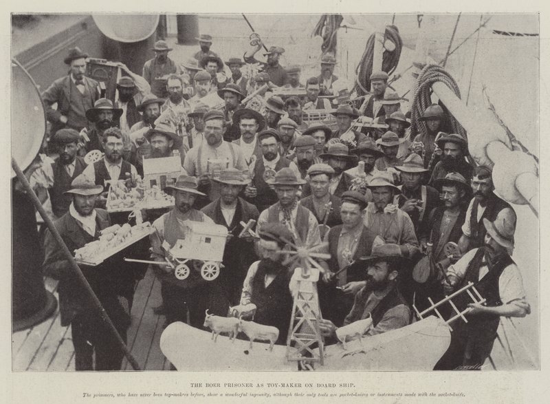 O prisioneiro Boer como brinquedo-fabricante a bordo do navio de English Photographer