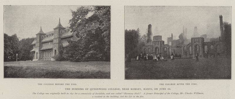 The Burning of Queenwood College, perto de Romsey, Hants, em 10 de junho de English Photographer
