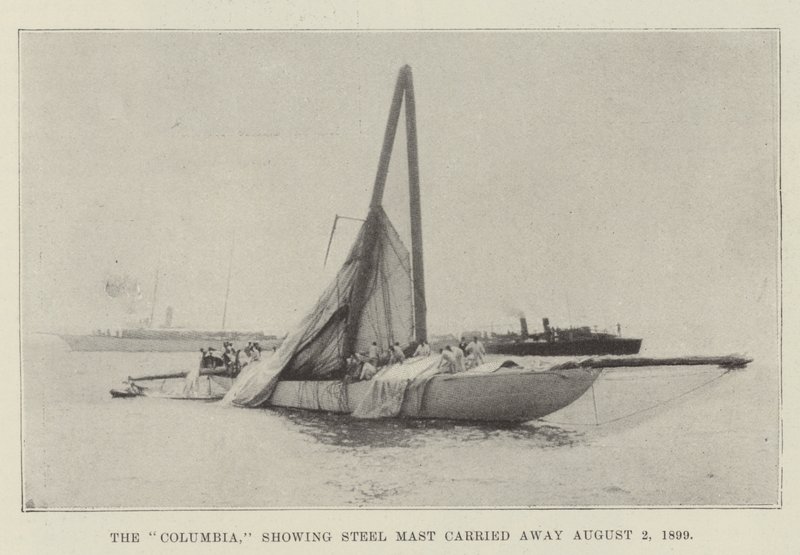 The Columbia, mostrando Steel Mast levado 2 de agosto de 1899 de English Photographer