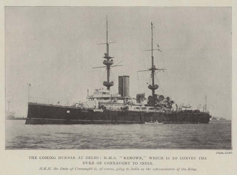 O Coming Durbar em Delhi, HMS Renown, que é o de levar o Duque de Connaught para a Índia de English Photographer