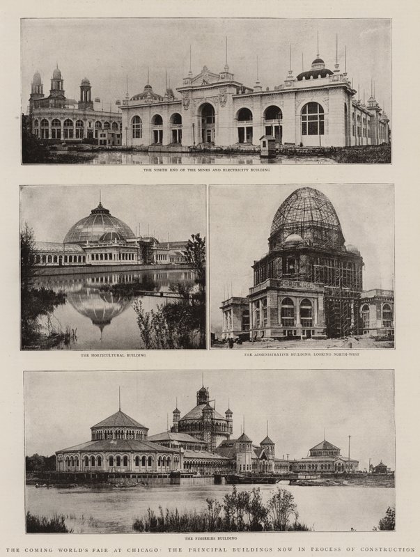 The Coming Worlds Fair em Chicago, os principais edifícios agora em processo de construção de English Photographer