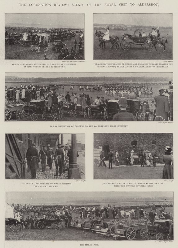 A revisão da coroação, cenas da visita real a Aldershot de English Photographer