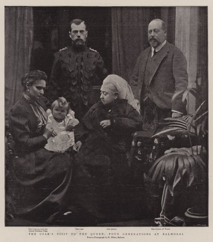 Os czares visitam a rainha, quatro gerações em Balmoral de English Photographer