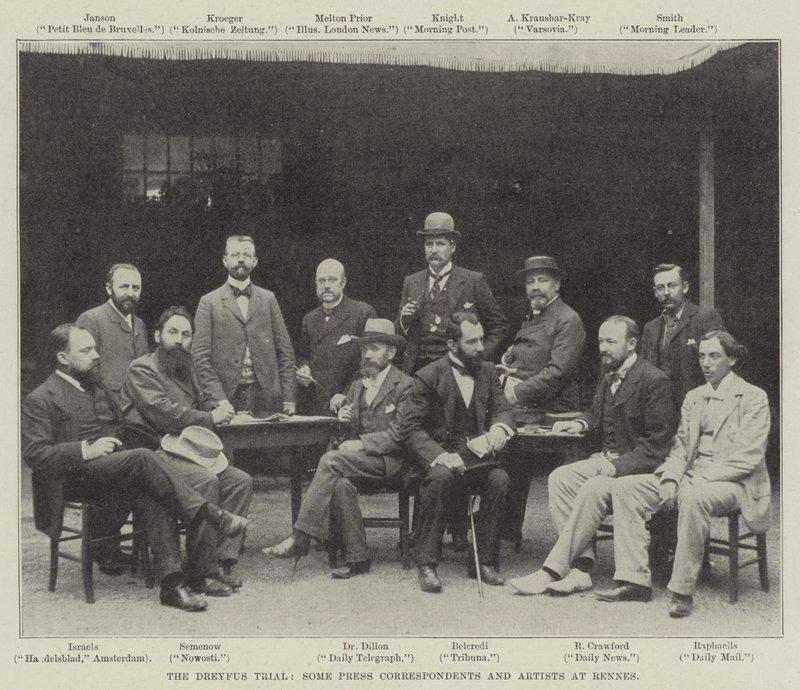 O julgamento de Dreyfus, alguns correspondentes de imprensa e artistas em Rennes de English Photographer