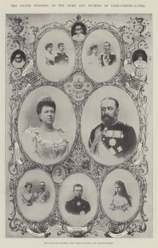 O duque e a duquesa de Saxe-Coburg-Gotha, com seus filhos e netos de English Photographer