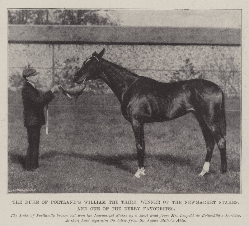 O duque de Portlands William o terceiro, vencedor do Newmarket Stakes, e um dos favoritos de Derby de English Photographer