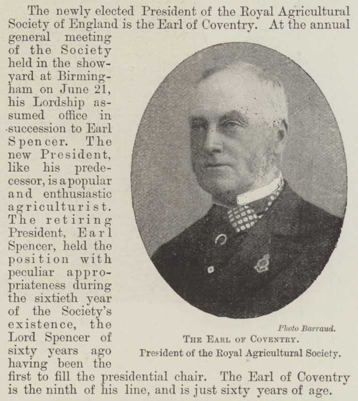 O conde de Coventry, presidente da Royal Agricultural Society de English Photographer