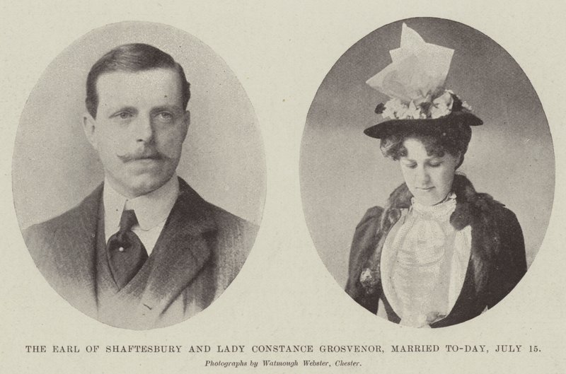 Conde de Shaftesbury e Lady Constance Grosvenor, casado hoje, 15 de julho de English Photographer