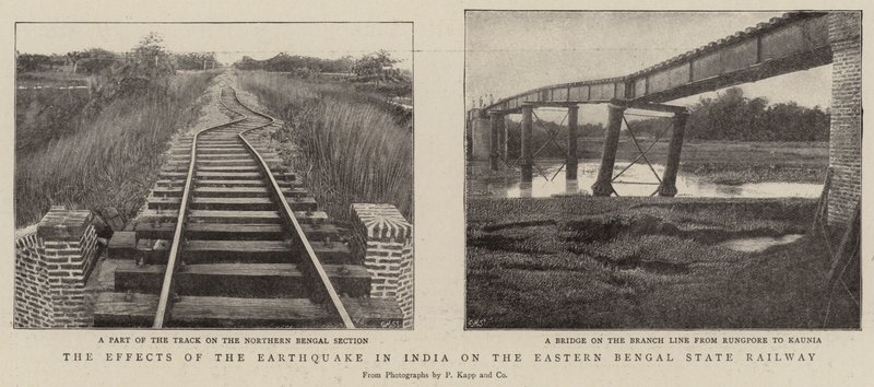 Os efeitos do terremoto na Índia na Ferrovia do Estado de Bengala Oriental de English Photographer