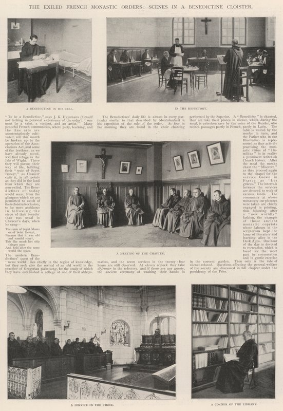As ordens monásticas francesas exiladas, cenas em um claustro beneditino de English Photographer