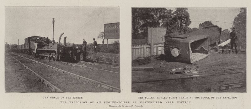 A explosão de um motor-caldeira em Westerfield, perto de Ipswich de English Photographer