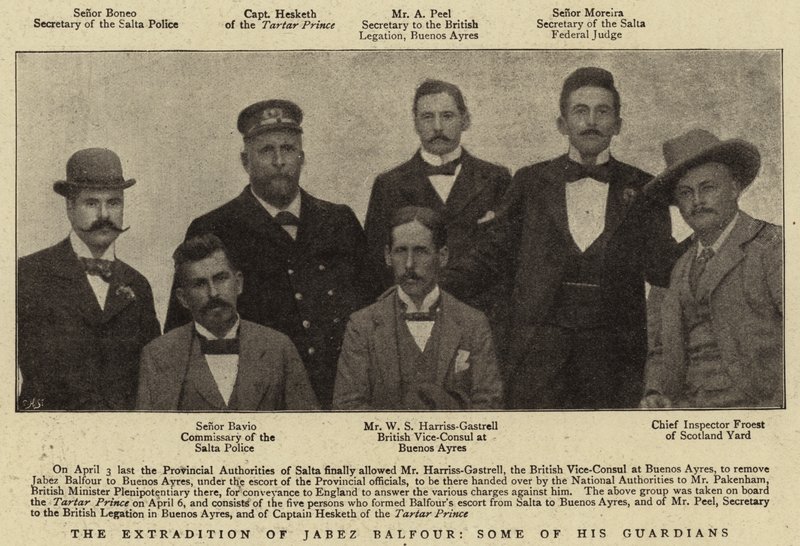 A extradição de Jabez Balfour, alguns dos seus guardiões de English Photographer