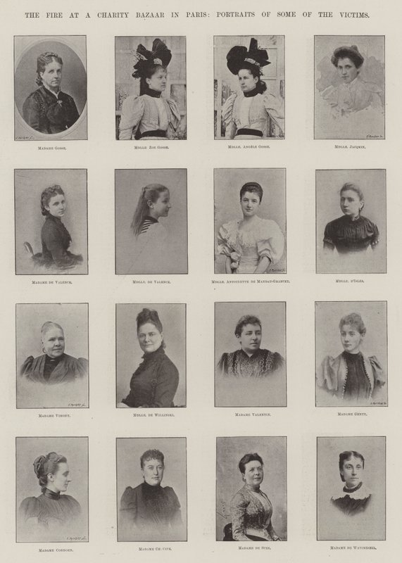O fogo em um bazar de caridade em Paris, retratos de algumas das vítimas de English Photographer
