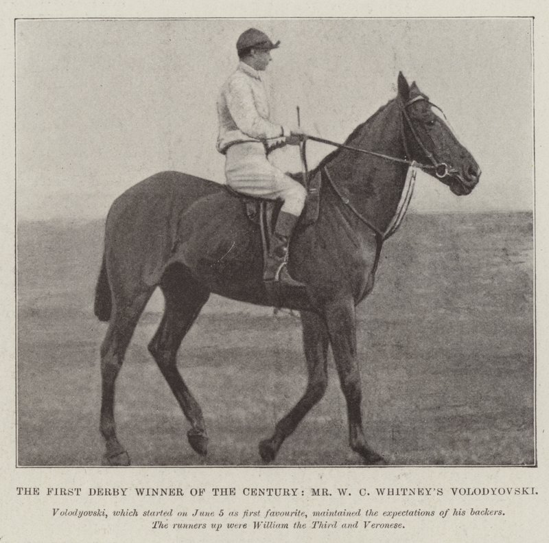 O primeiro vencedor do Derby do século, o Sr. WC Whitneys Volodyovski de English Photographer