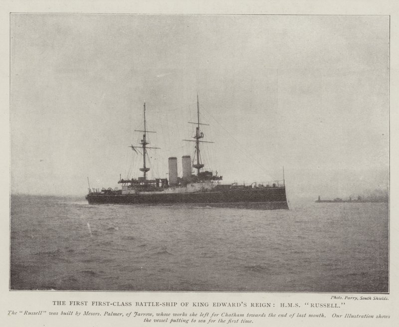 O Primeiro Navio de Batalha de Primeira Classe do Reino do Rei Edwards, HMS Russell de English Photographer