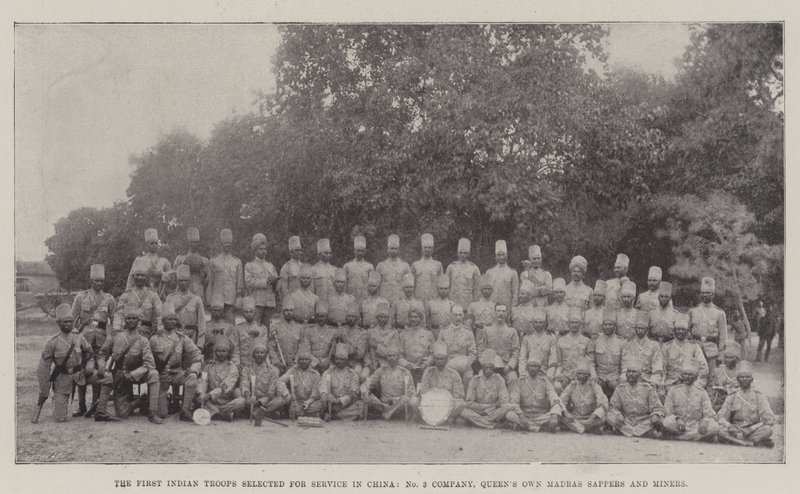 As primeiras tropas indianas selecionadas para prestação de serviços na China, empresa nº 3, Queens possuem madras sapadores e mineiros de English Photographer