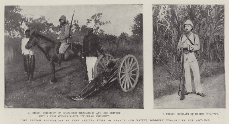 As Agressões Francesas na África Ocidental, Tipos de Soldados Franceses e Nativos envolvidos no Avanço de English Photographer