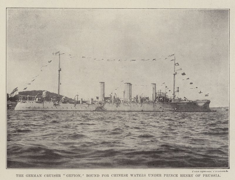 O alemão Cruiser Gefion, com destino a águas chinesas sob o príncipe Henry da Prússia de English Photographer