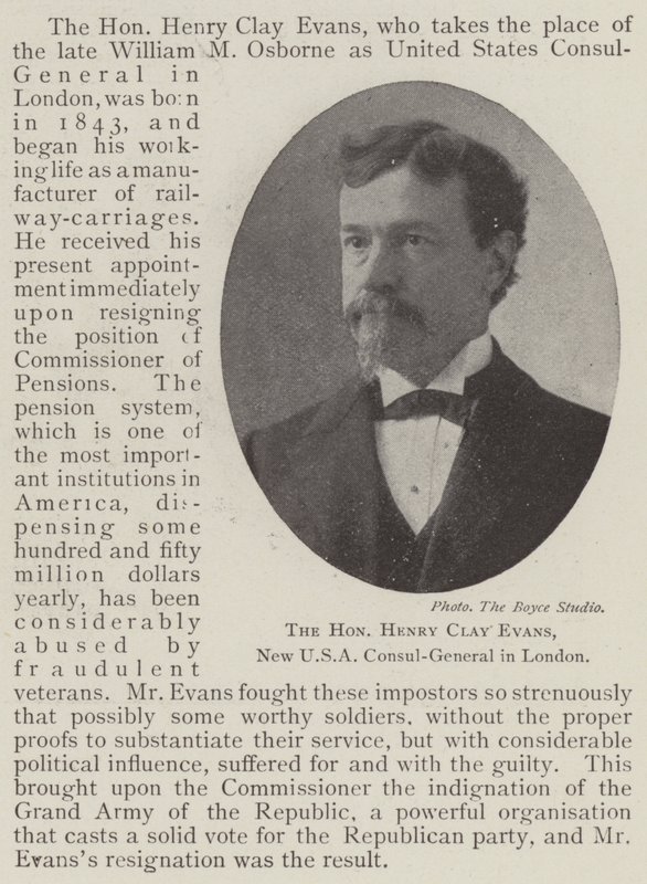 O Honorável Henry Clay Evans, Novo Cônsul Geral dos EUA em Londres de English Photographer