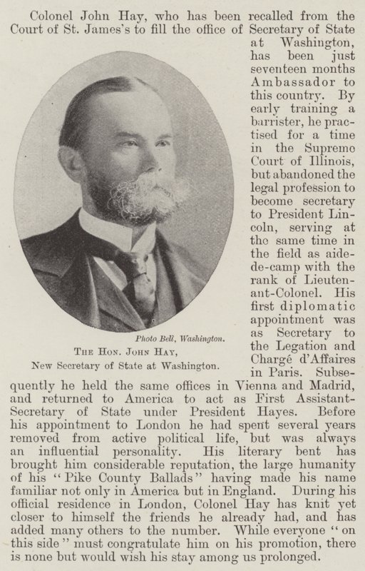 O honorável John Hay, novo secretário de Estado em Washington de English Photographer