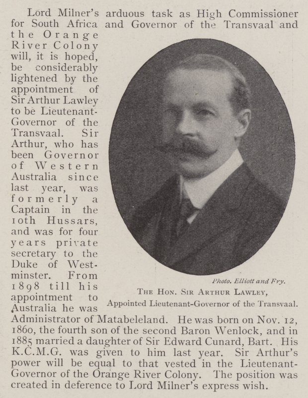 O honorável Sir Arthur Lawley, nomeado vice-governador do Transvaal de English Photographer