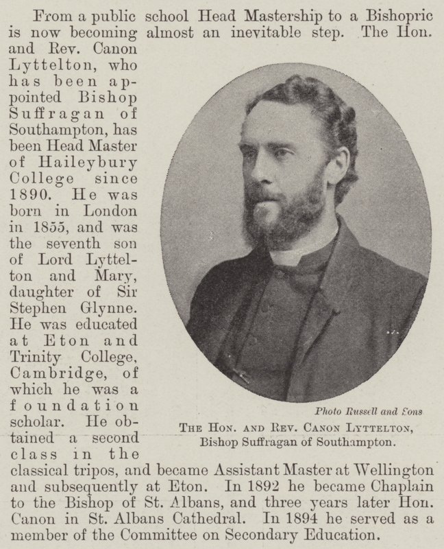 O honorável e reverendo Canon Lyttelton, Bispo Suffragan de Southampton de English Photographer