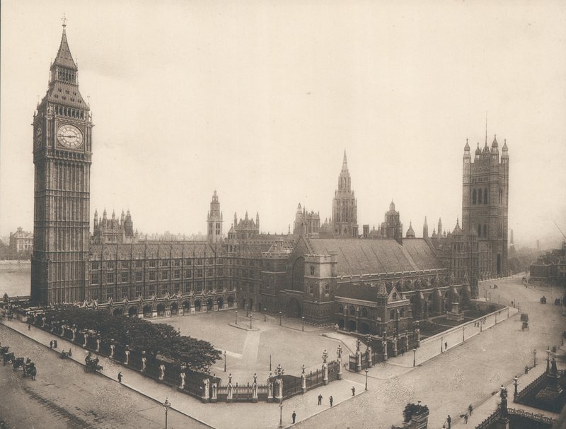 As Casas do Parlamento e Big Ben, Londres, c 1900 de English Photographer