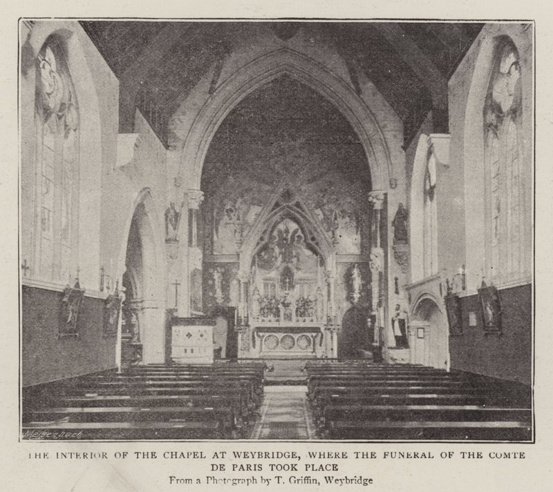 O interior da capela em Weybridge, onde ocorreu o funeral do conde de Paris de English Photographer