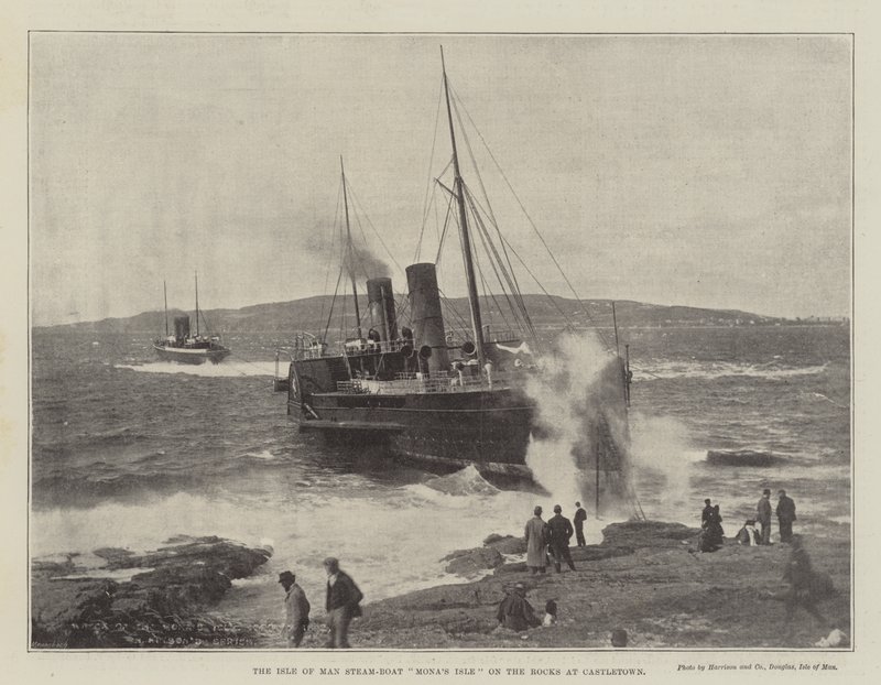 Ilha de Man Steam-Boat Monas Isle nas rochas em Castletown de English Photographer