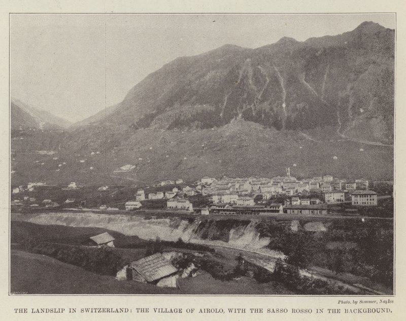 O Landslip na Suíça, a Aldeia de Airolo, com o Sasso Rosso ao fundo de English Photographer