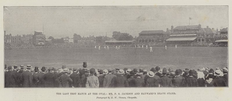 O último jogo de teste no Oval, Mr FS Jackson e Haywards Brave Stand de English Photographer