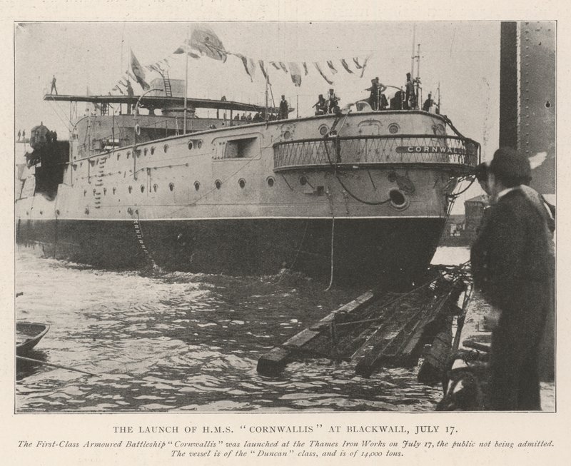 O lançamento do HMS Cornwallis em Blackwall, 17 de julho de English Photographer