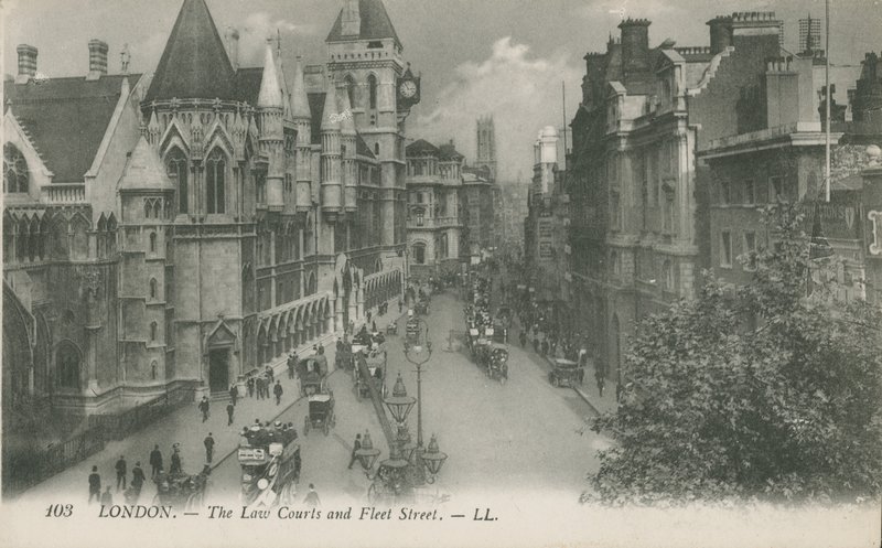 O Tribunal de Justiça e Fleet Street, em Londres de English Photographer