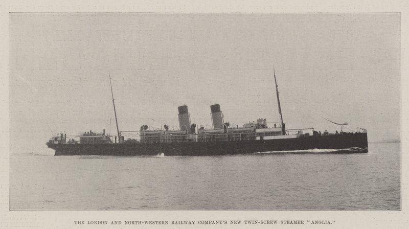 A Companhia Ferroviária de Londres e a North-Western Companys New Twin-Screw Steamer Anglia de English Photographer