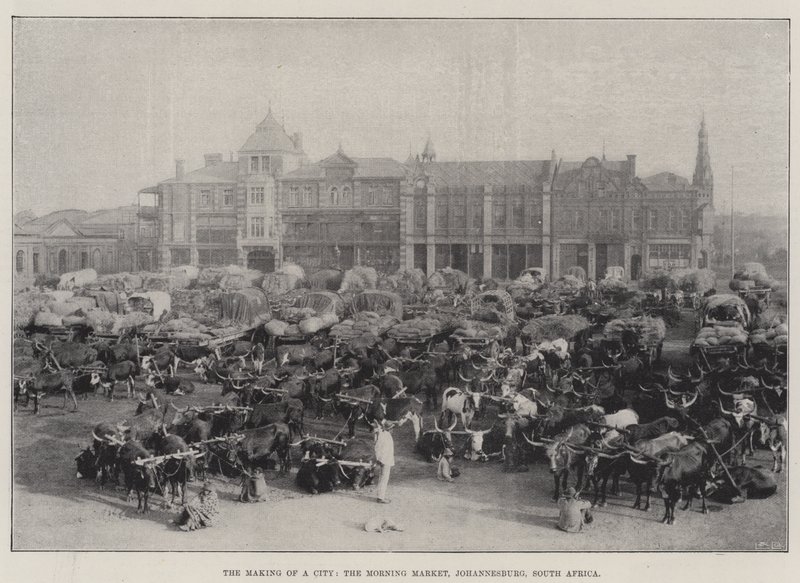 A construção de uma cidade, o mercado da manhã, Joanesburgo, África do Sul de English Photographer