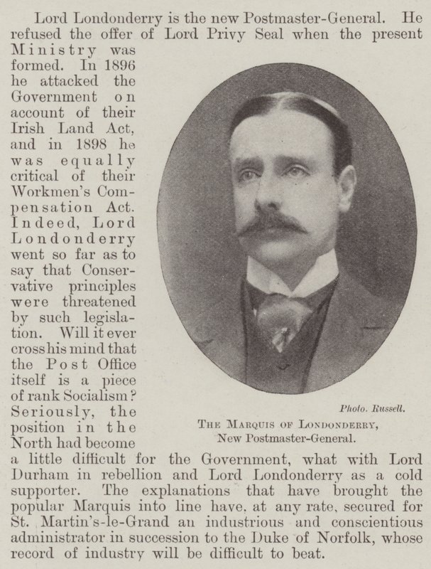 O Marquês de Londonderry, Novo Postmaster-General de English Photographer
