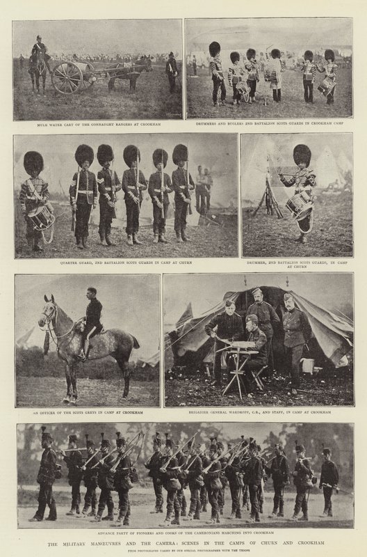 As manobras militares e a câmera, cenas nos acampamentos de Churn e Crookham de English Photographer