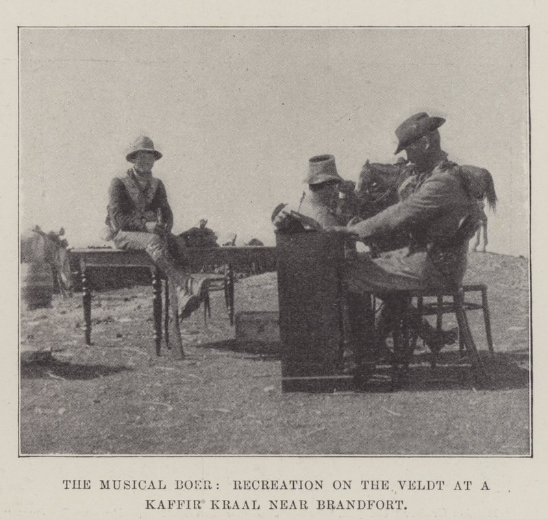O Boer Musical, Recreação no Veldt em um Kaffir Kraal perto de Brandfort de English Photographer