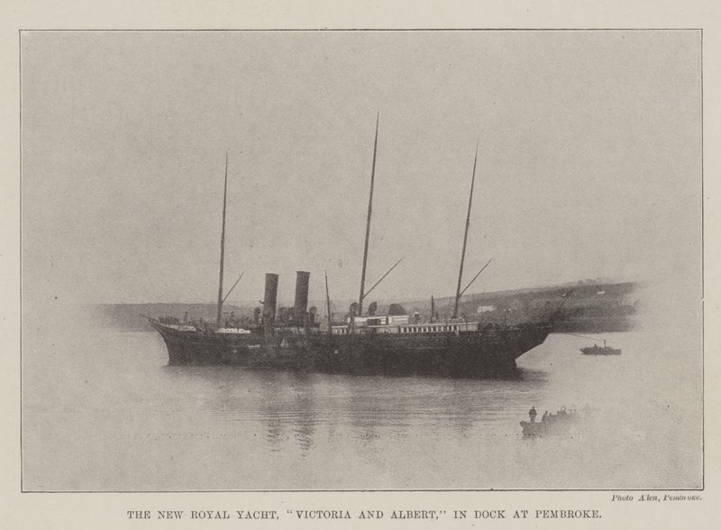 O novo Royal Yacht, Victoria e Albert, em Dock at Pembroke de English Photographer