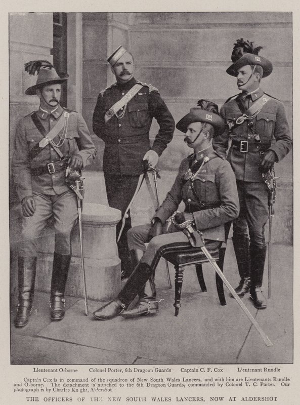 Os oficiais dos lanceiros de New South Wales, agora em Aldershot de English Photographer