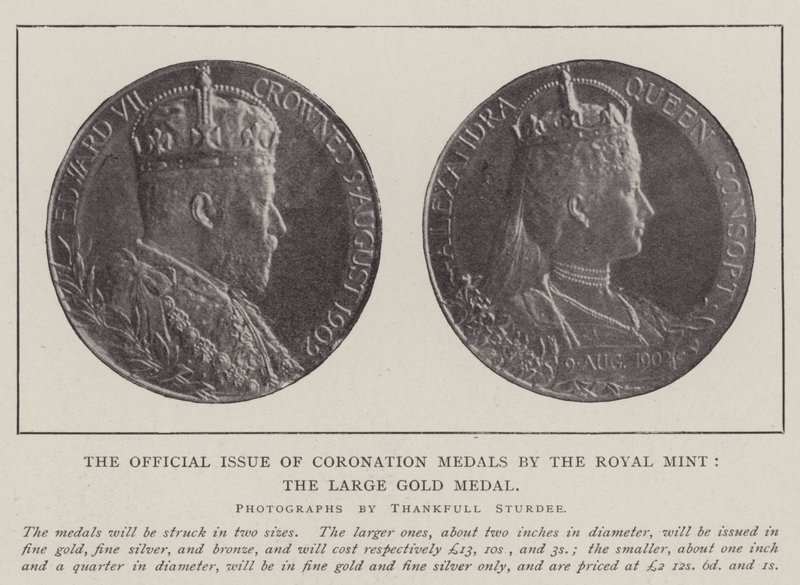 A emissão oficial de medalhas de coroação pela Casa da Moeda Real, a Grande Medalha de Ouro de English Photographer